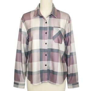 Plaid Shacket Jacket Shirt Pink Gray Cream Button Front Overshirt XXL